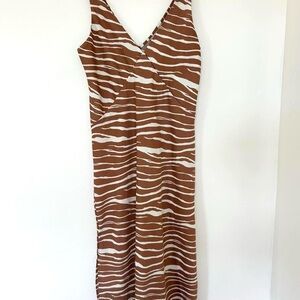 Amazon Brown and White Zebra Print Midi Dress